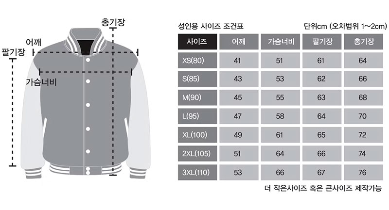 사이즈 가이드 표
